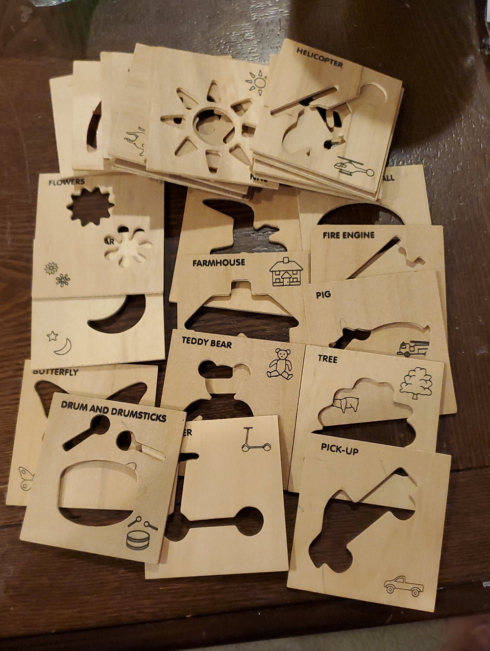 Wooden Kids Stencil Set - Natural Wood Shapes
